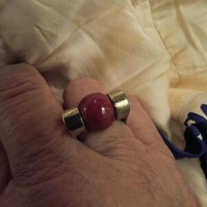 Silpada Sterling and Red Jade Interchangeable Ring